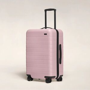 ISO Away Medium Checked Suitcase in Blush Pink